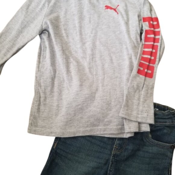 PUMA Gray Long Sleeved Tee CHILDREN’S PLACE Stretch Jeans Boys Size 3T - Picture 4 of 5